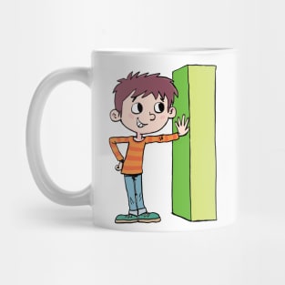 boy leaning on the capital letter I Mug